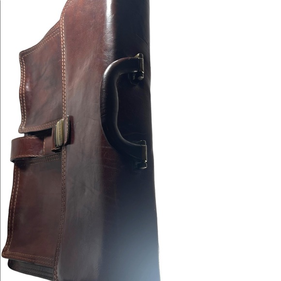 Vintage THE TREND Italian Italy honey Leather briefcase multi pocket distressed - Picture 7 of 11